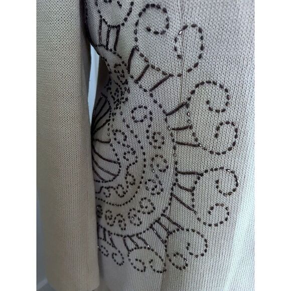 Liorah Womens 18W Champagne Gold Midi Skirt Beaded Jacket Embellished Church - Picture 5 of 12